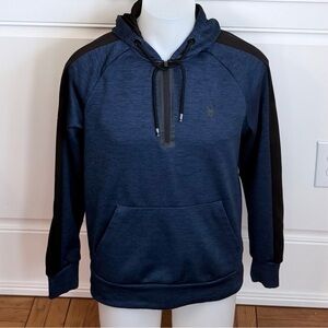 Spyder Active ProWebMens Small Blue 1/4 Zip Hoodie Sweatshirt Handwarmer Pocket